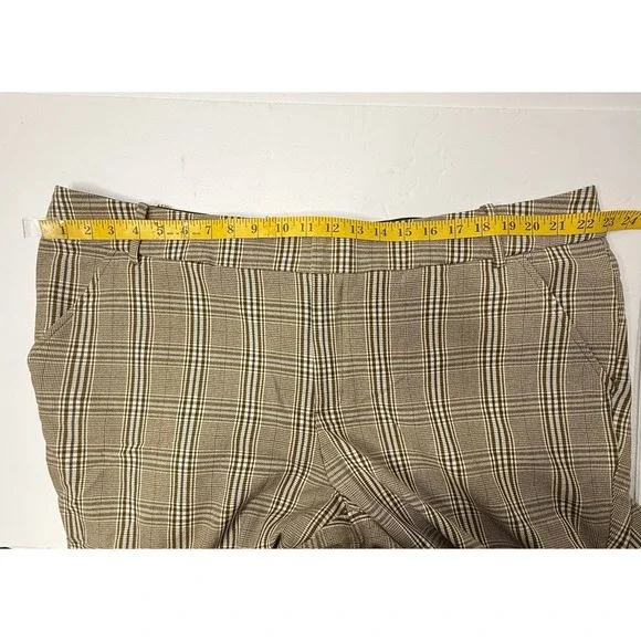 Ava & Viv Mid-Rise Plaid Pants Womens Size 22W Brown Career Plus Size Stretch - Picture 3 of 15